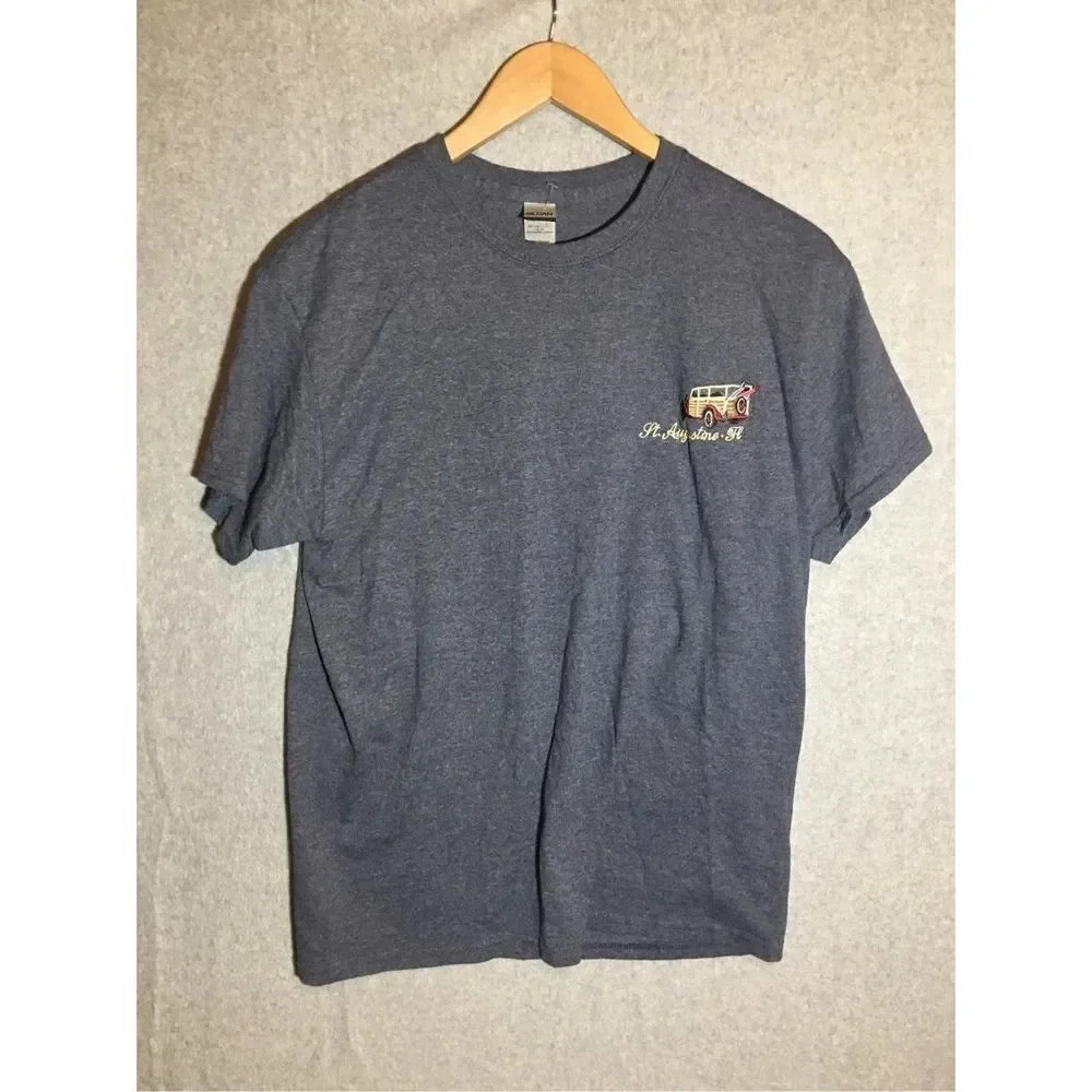 Womens Gildan Shirt St. Augustine Florida Beach Tourist Casual Grey Embroidered